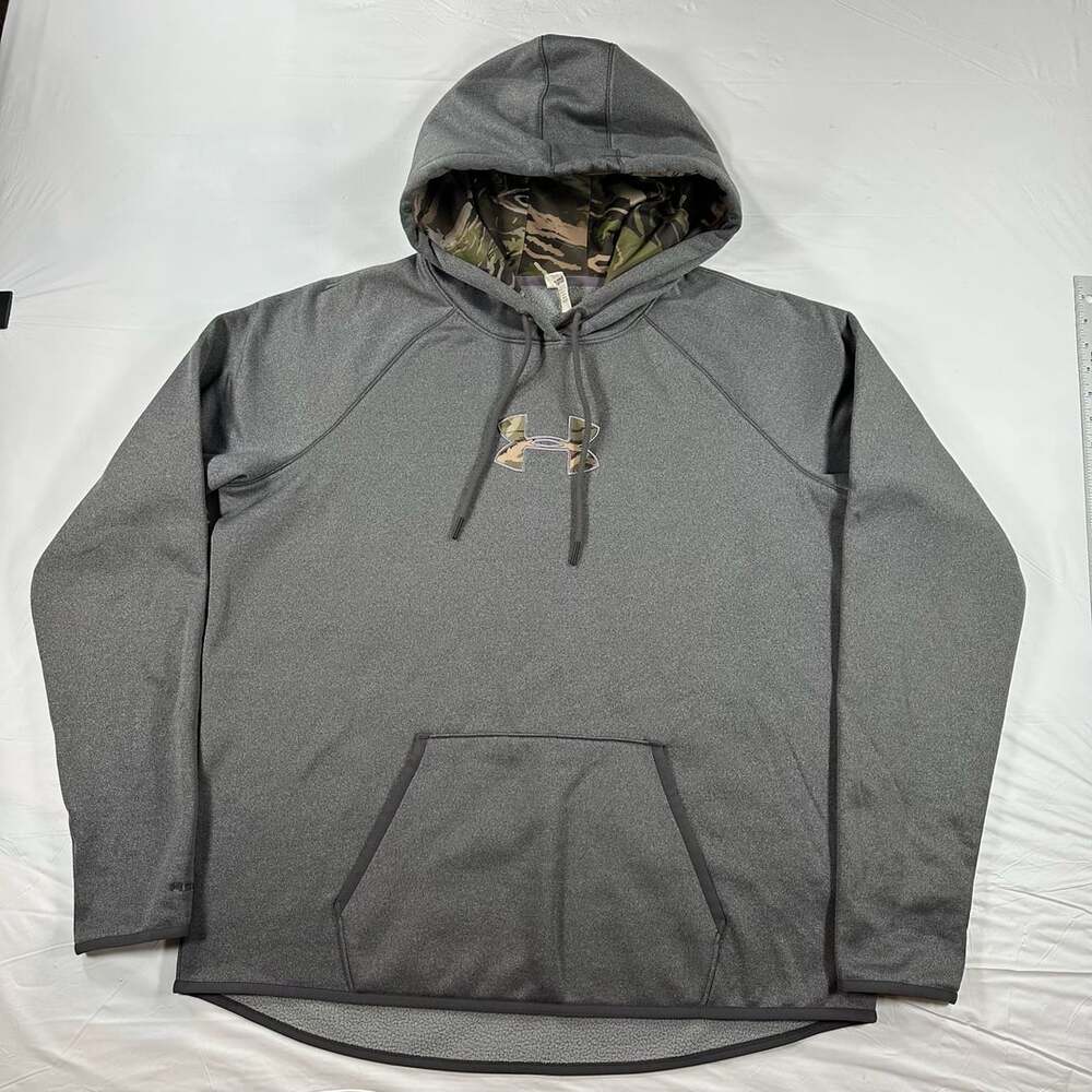 Under Armour ColdGear Storm 1 Camo Pullover Hoodie Mens XL Gray Green